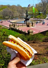 Stopping for a Central Park hot dog